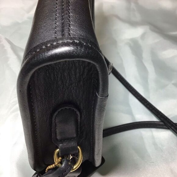 Vintage Black Coach Abbie 9017 Crossbody Zip Bag Leather Mini Crossbody Bag - Picture 9 of 14